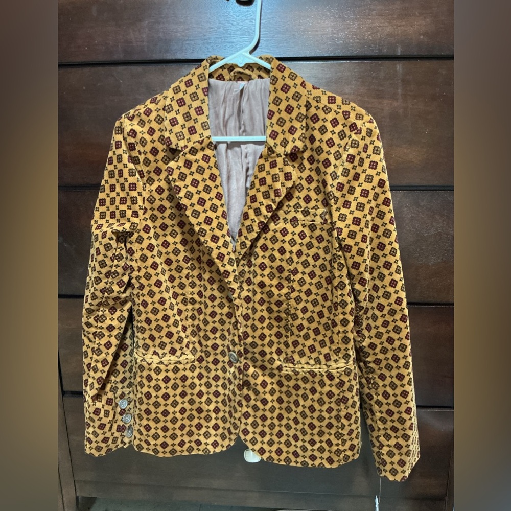 Free People Yellow Patterned Tailored Blazer